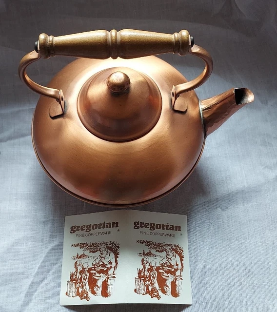 VINTAGE GREGORIAN FINE Copperware Antique Vintage Tea Pot, Made in USA