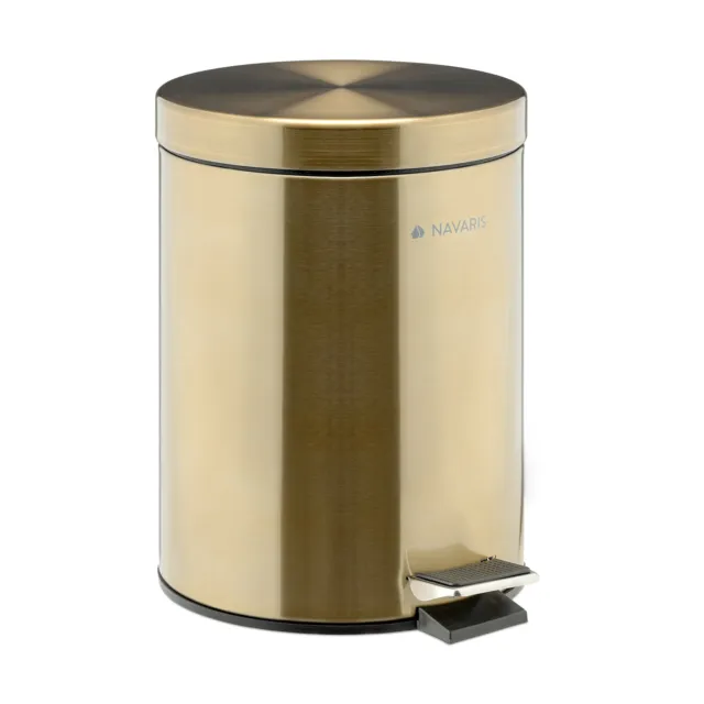 Papelera de baño dorada cubo de basura con tapa y pedal de metal de 5 L