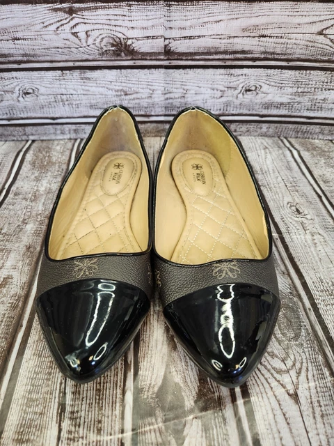 Cushion Walk by Avon Sz 8 Slip On Flats Almond Toe Patent Leather Toe Logo