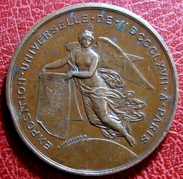 Médaille De Revers Exposition Universelle Paris 1867 - Ponscarme - Étain Plaqué Cuivre - 83,68g
