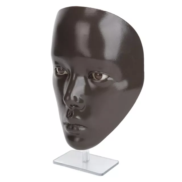 (Dark Black Skin Color)Makeup Practice Face With Plastic Stand 5D Silicone GFL