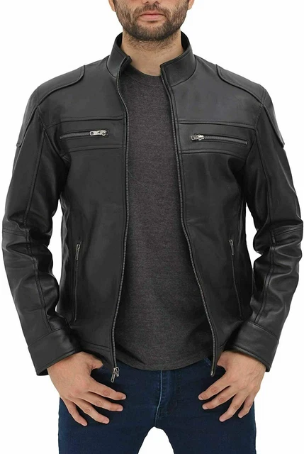 Blouson Caban Vintage En Cuir Véritable - Style Parka Mi-long - Taille M - Marron