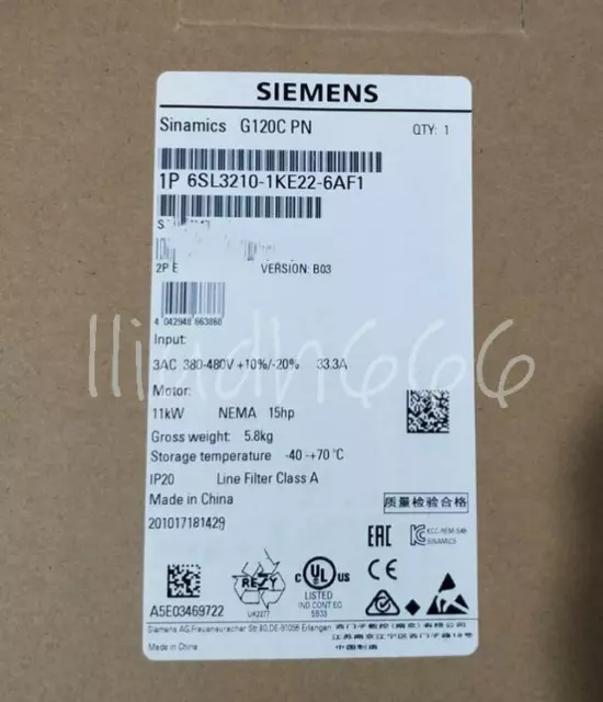 1PCS Siemens SINAMICS G120 6SL3210-1KE22-6AF1 NEW in Box