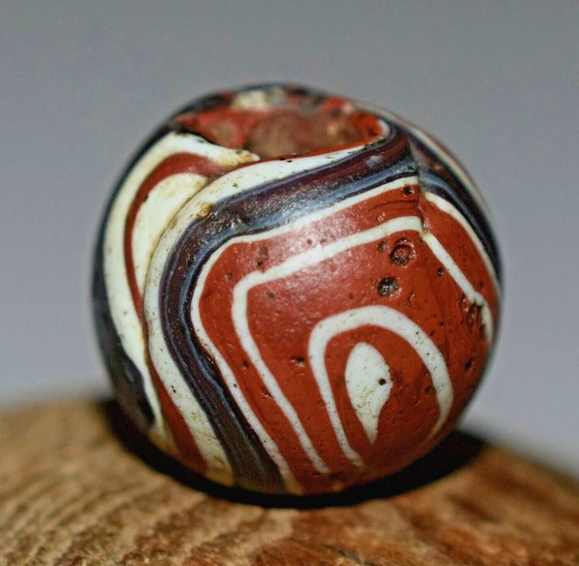 Ancient Islamic Excavated Folded Glass Mandrel Bead Found In Mali, African Trade