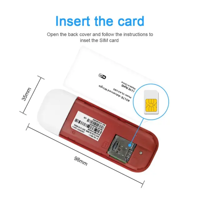U90 4G LTE USB Modem Dongle Pocket W/Sim Card Slot Unlocked Hotspot for Laptops