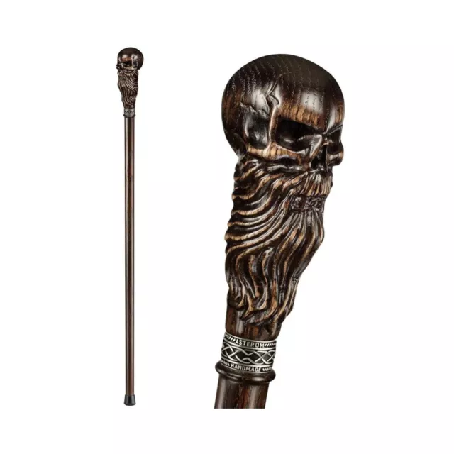 Skull Head Handle Walking Cane Stick Hand Carved Wooden Walking Stick X_Mass Gif