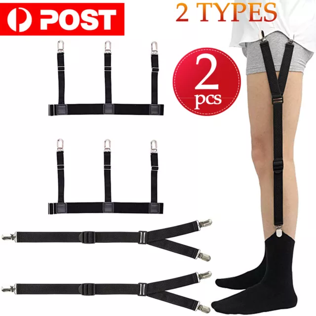 2PCS Men Shirt Stays Holder Garters Suspenders Military Uniform Non-slip Locking