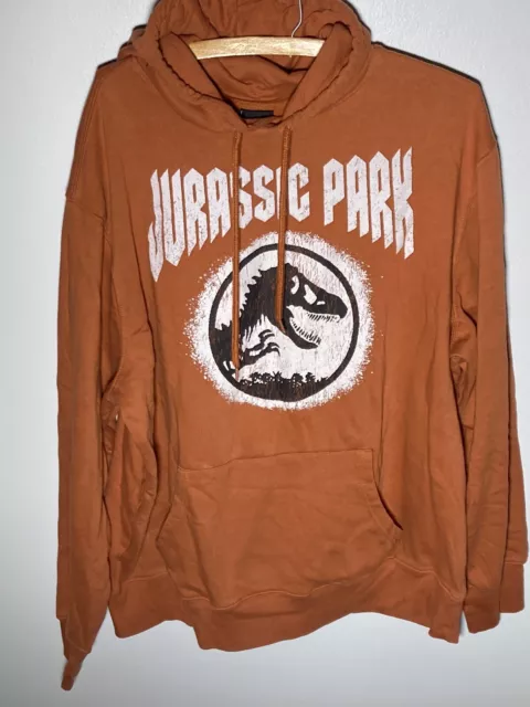 MEN'S JURASSIC PARK Movie Logo Pullover Hoodie Rust Orange XL Dinosaur ...