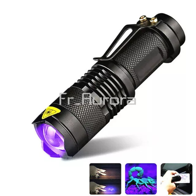 UV Violet Mini LED Flashlight Blacklight Light 395/365NM Inspection Lamp Torch