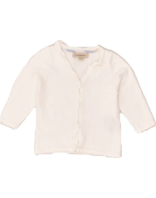 BURBERRY Baby Girls Cardigan Sweater 9-12 Months White Cotton UH16