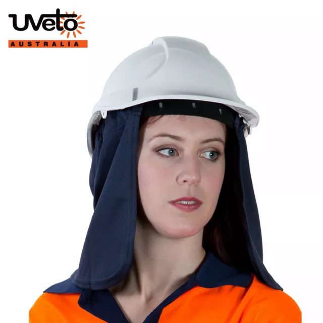 UVeto Australia Attach-A-Flap Hard Hat Sun Protection UPF50+ Micro Mesh