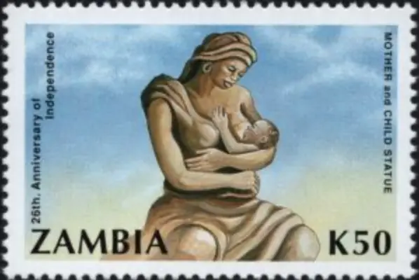 Zambia #SG624 MNH 1990 Anniversary Independence Mother Child Statue [518]