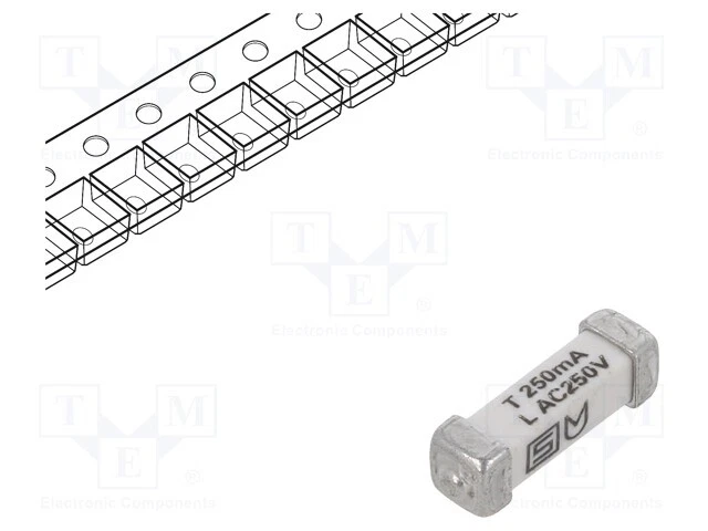 Fusible SMD 250mA 125VDC Sécurité : Schmelz Céramique 250VAC