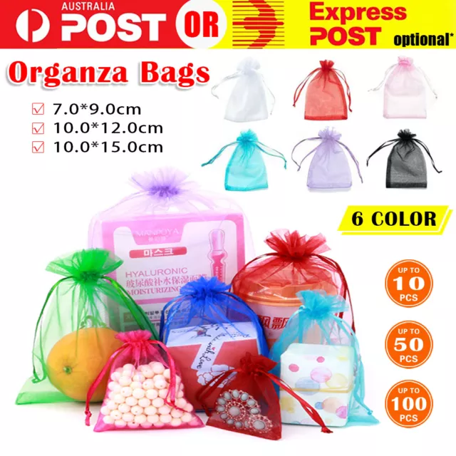 10/50/100pcs Organza Bag Sheer Bags Candy Packaging Jewellery Gift Wedding Pouch