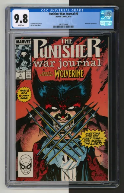 Punisher War Journal #6 CGC 9.8 Marvel 1989 1st Wolverine Battle Jim Lee cover