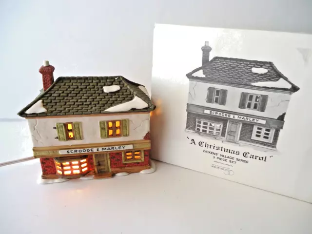 Dept 56 Dickens Scrooge & Marley Counting House Lighted Building Mint Condition