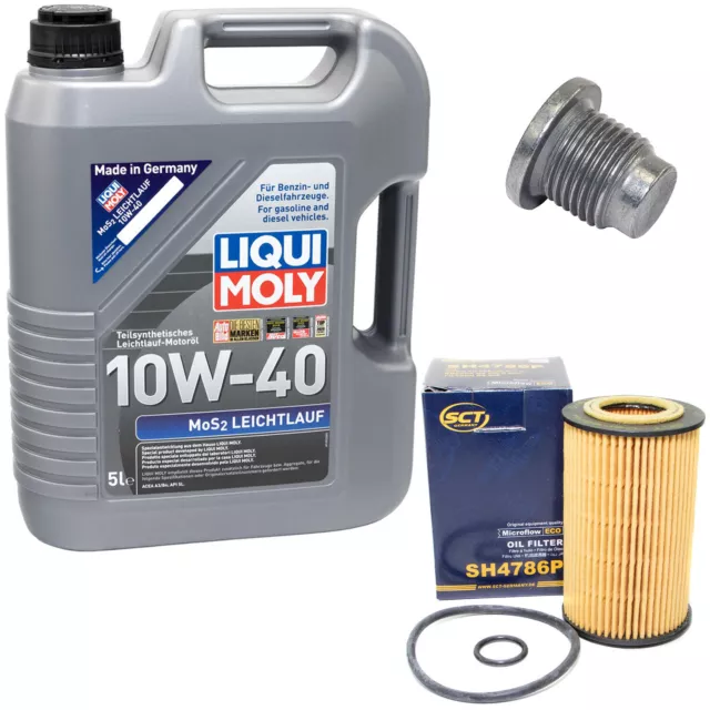 Motoröl Set 10W-40 5 Liter + Ölfilter SH 4786 P + schraube für Renault Twingo I