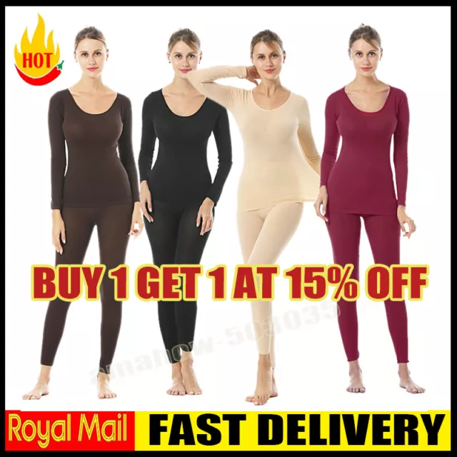 Women Solid Seamless Elastic Thermal Inner Wear Thermal Underwear Top Bottom Set