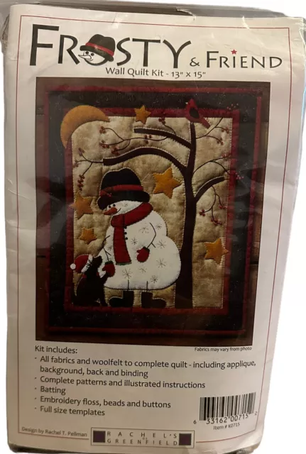 "Nuevo kit de edredones de pared Frosty & Friend muñeco de nieve Rachel's of Greenfield 13"" x 15"