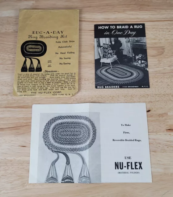 14 NU-FLEX Rug-A-Day Braiding Kit Cloth Folders W/Lacer Gerald A Solensky  1949