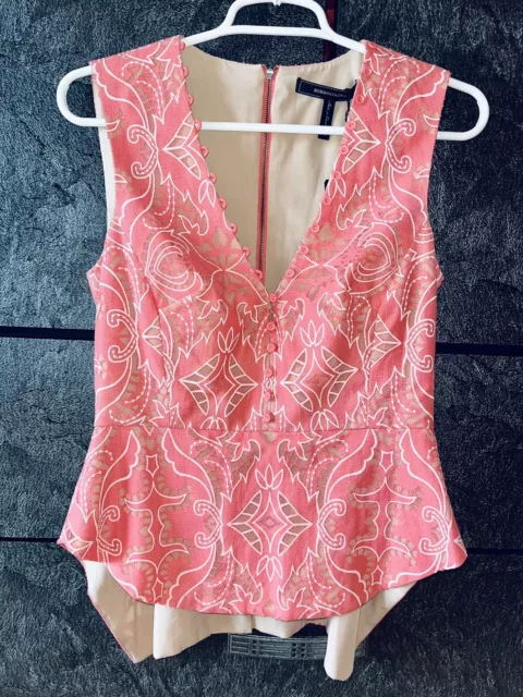 NWT BCBG Maxazria RENA Women's Peplum Top Blouse Pink Coral Size XS MSRP $198.00