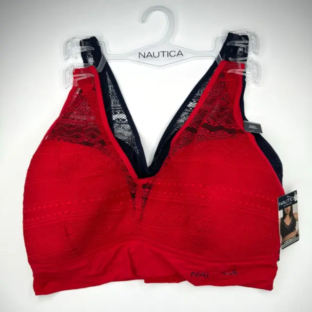 NAUTICA INTIMATES WOMENS Plus Size 1X Lace Bralettes 2 Pack Lined