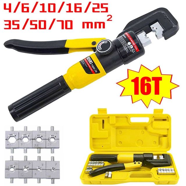 Yescom 10-Ton Hydraulic Wire Crimper Tool Kit - Battery Cable Lug Crimper With 9 Dies