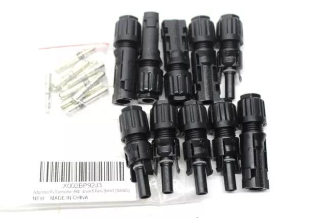 Solar Pv Connector Ip68 1500v 40a Hollow Tinned Copper Terminal Black 5 Pairs 2