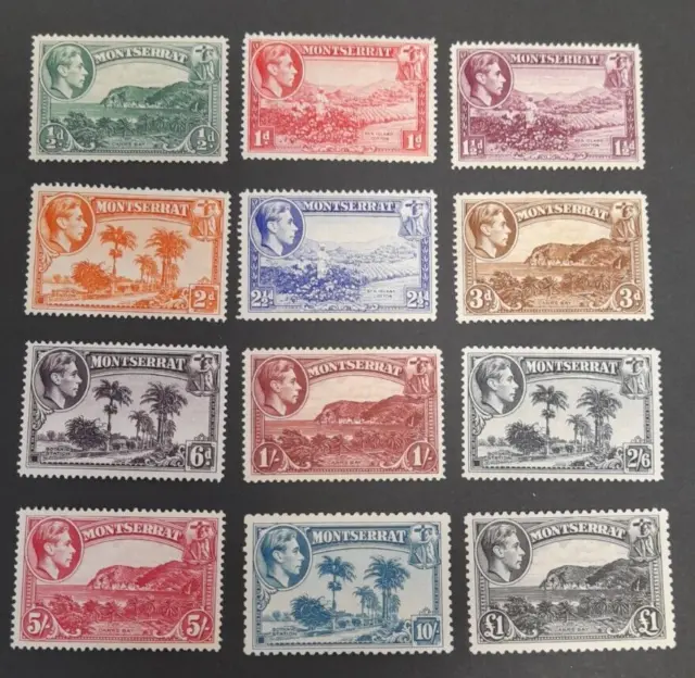 Montserrat stamps 1938-48 KGVI Set MM SG101a-SG112 Usually P14