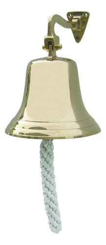 Schiffsglocke, leichte Ausführung, Messing, mit Halter & Bändsel, Ø: 15cm