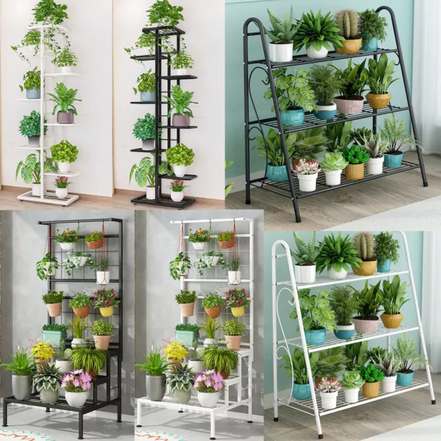 AU Metal Plant Flower Stand Pot Open Display Shelf Outdoor Indoor Tall Rack