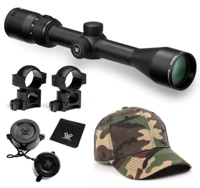 Vortex Diamondback 4-12x40 Riflescope Dead-Hold BDC MOA w/Rings H and Hat Bundle