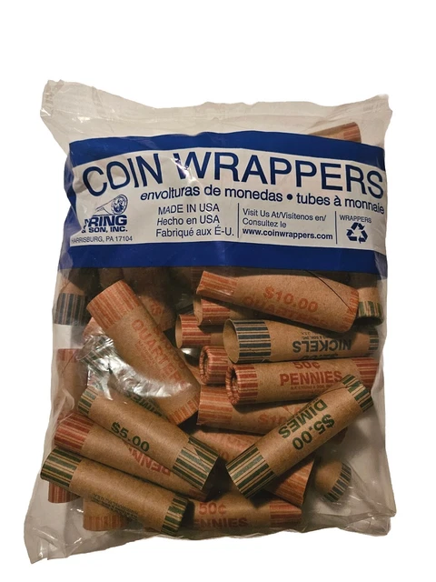 Assorted Pre-Formed Coin Wrappers 36 Pieces
