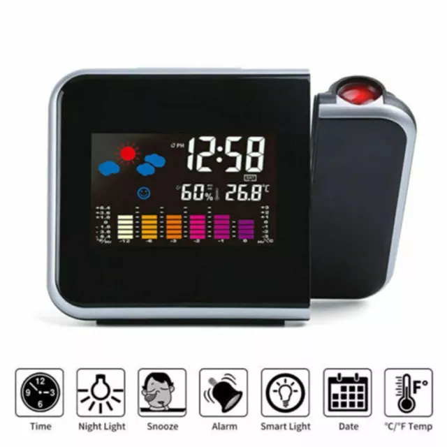 Réveil intelligent Horloges de bureau Horloge projecteur LED Affichage LCD