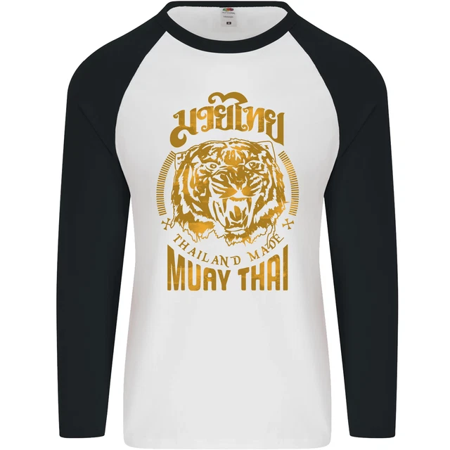 Muay Tailandese Fighter Warrior Mma Arti Marziali Uomo L/S Baseball Maglietta