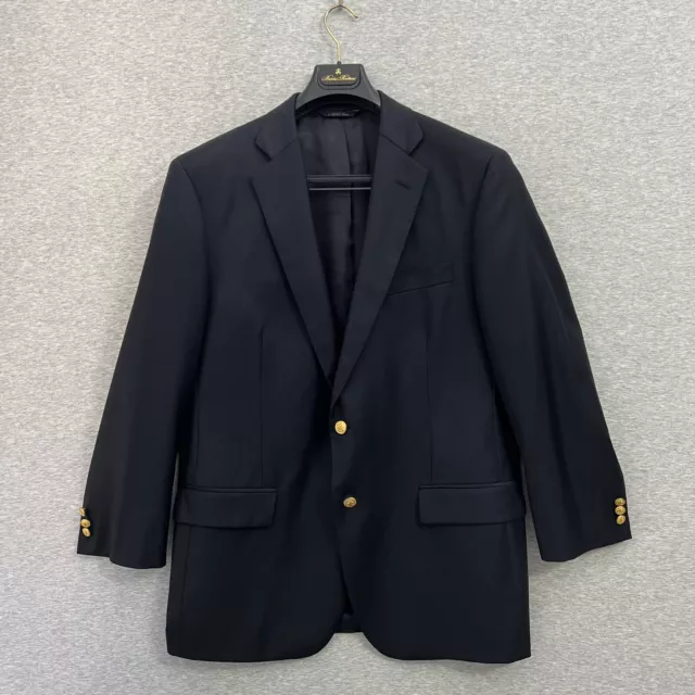 Brooks Brothers Blazer Mens 43R Navy Blue Saxxon Wool Jacket Madison Gold USA