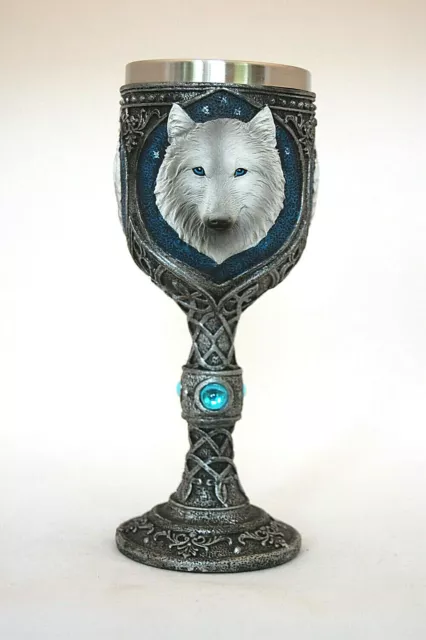 Fantasy Wolf Goblet 19 cm Ritual Kelch Edelstahl Becher Gothic