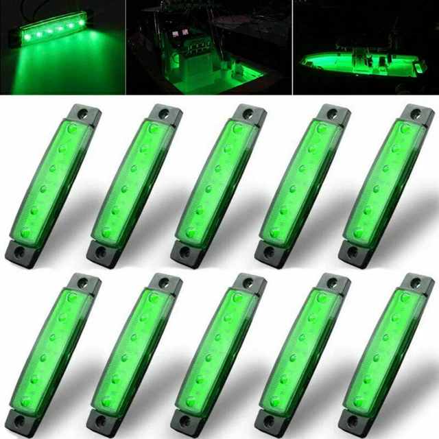 10x Marine Boat 6 LED Lamp Cabin Deck Courtesy Light Stern Transom Lights Green