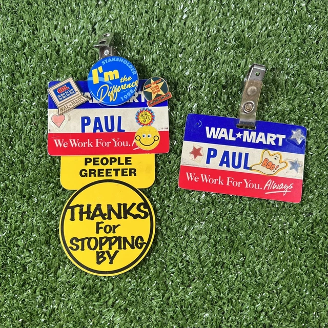 VINTAGE (2) WALMART Name Badge Name Tag Walmart People Greeter 19.99