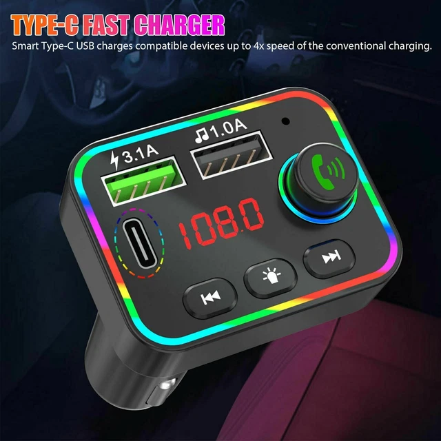 Trasmettitore FM vivavoce Bluetooth5.0 12 V ~ 24 V 1 W 1pz 50x37,8x87 mm caricabatterie auto