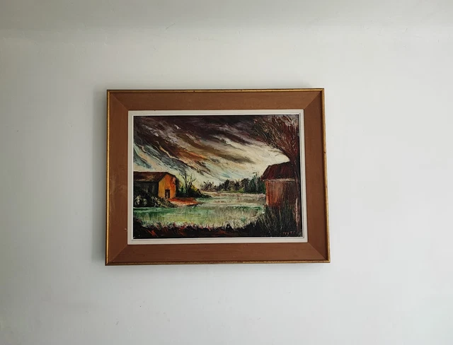 Huile Sur Toile Représentant Un Couple De Marié Signée