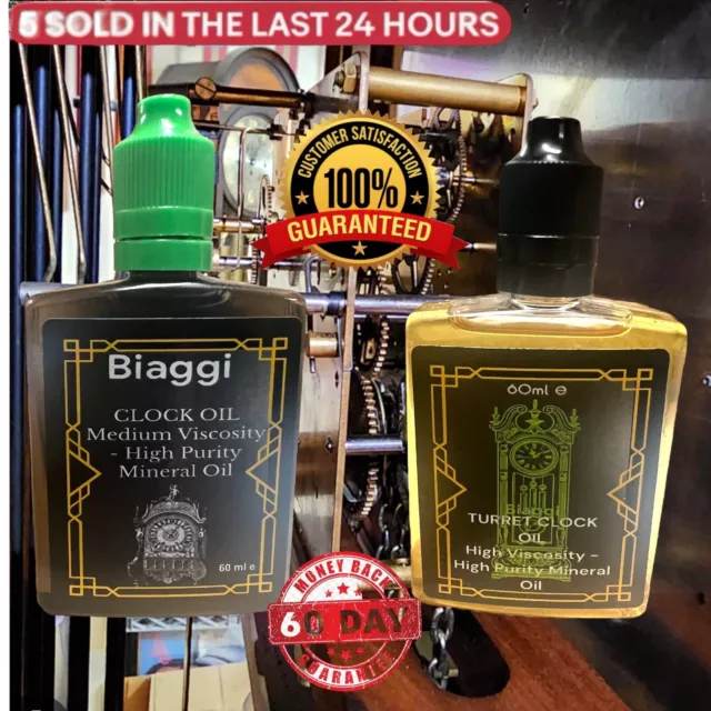 2 Bottles biaggi Clock Oils 60ml - 1 X Clock Oil & 1 X Turret Oil - Free P&P