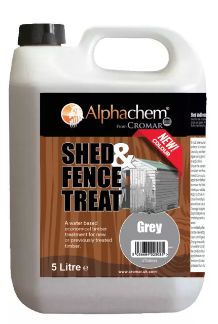 Shed Fence Treat Grey Restore Timber Quick Dry Water Based Brush Spray 5l