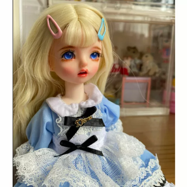 Bambola 1/6 BJD 30 cm palla giunta ragazza bambola blu abito scarpe parrucca capelli set completo 5