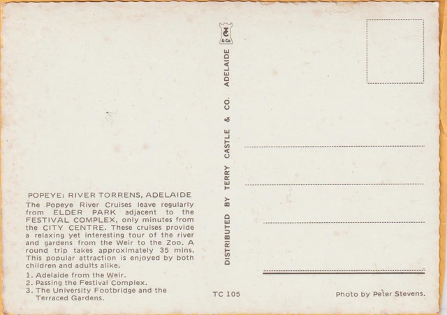 Popeye 3 Scenes River Torrens Adelaide South Australia Castle Postcard 2