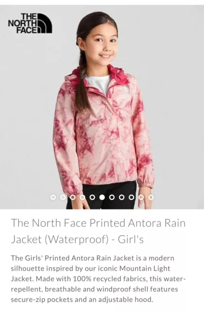 The North Face Jacket Girls Small Antora Rain Jacket Pink Windbreaker Rain Coat