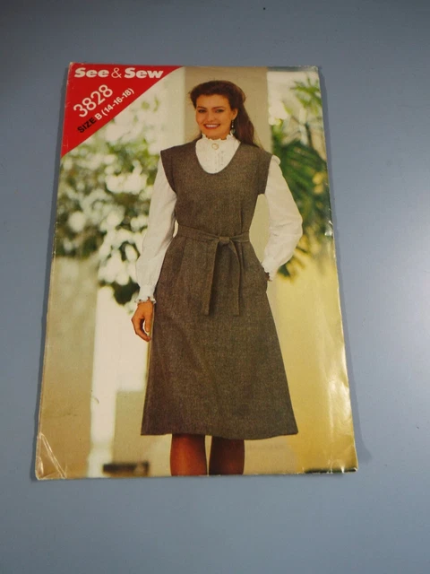 Butterick See & Sew misses 3828 sewing pattern jumper & belt ( 14-16-18) uncut