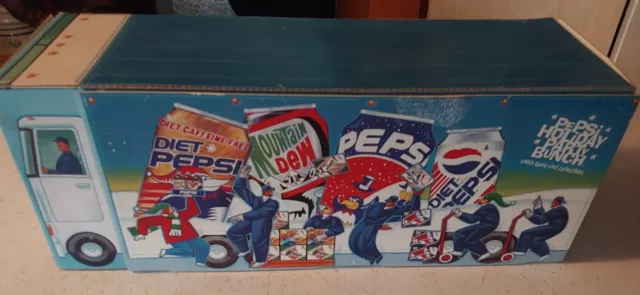 VINTAGE PEPSI Limited Edition WINTER HOLIDAY SODA CANS w/Delivery Truck DISPLAY