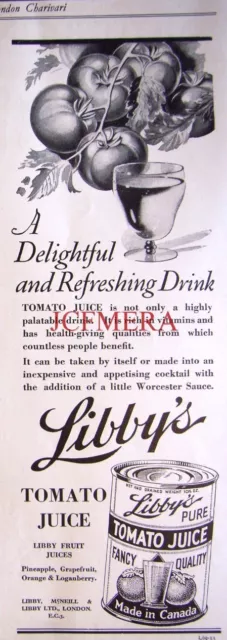 1937 LIBBY'S Tomato Juice Fruit Drink Ad - Original Art Deco Print Advert