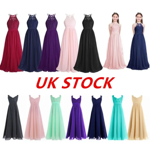 UK Girls Princess Party Dress Ball Gown Wedding Bridesmaid Prom Birthday Dress